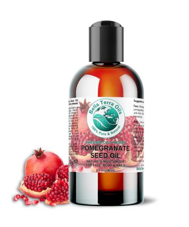 Bella Terra Oils - Organic Pomegranate Seed Oil 8 oz - Rich in Nutrients for Skin Hydration Cold-Pressed from Organic Pomegranate Kernels 8 Fl Oz (Pack of 1)