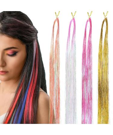 Fake Hair Pet Fiber Luxurious Hair Extensions - Hair Tinsel Glitter Hair Extension Hair Shimmer Strands Hair Dye Colored - Buy Online on GoSupps.com