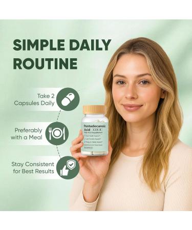 Pentadecanoic Acid Capsules C15:0 Fatty Acid Supplement Pure Plant-Based Essential Fatty Acid - 90 Vegan Capsules (1) - Buy Online on GoSupps.com