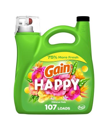 Gain Liquid Laundry Detergent Happy HE Compatible 154 fl oz 107 Loads 154 Fl Oz (Pack of 1)