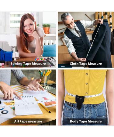 4-Piece Body Measuring Tape Set - Retractable Push Button, Double Scale - Ideal for Weight Loss, Sewing, Tailoring - 150cm/60inch Black - Buy Online on GoSupps.com