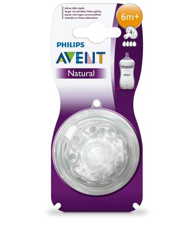 Avent Natural Teat - Fast Flow 4 Hole for 6mth+ (2 Pack) - Buy Online on GoSupps.com
