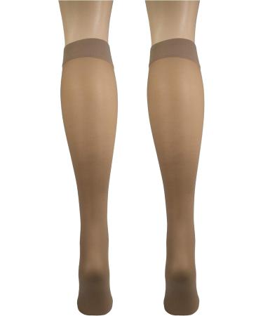 Truform Sheer Compression Stockings for Women - 8-15 mmHg Open Toe Knee High 20 Denier Beige Large (1 Pair) - International Shipping Available - Buy Online on GoSupps.com