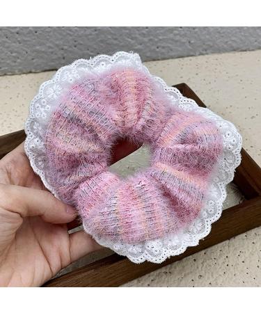 amangul Large Scrunchies Lace Trim Vintage Floral Hair Scrunchy 90s Women Girls Thick Hair Accessory Hair Tie Ponytail Holder(12 Beige Velvet Hair) - Buy Online on GoSupps.com