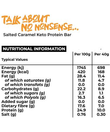 Eva Bold Salted Caramel Keto Bars 12 x 40g - Low Carb High Protein Healthy Snacks - Gluten Free Vegan Dairy Free - 2.2g Net Carbs - Diabetic Diet Friendly - 12 Count - Buy Online on GoSupps.com