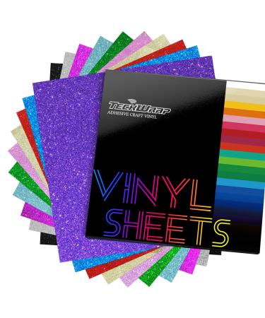 TECKWRAP Shimmer Vinyl Glitter Adhesive Sheets for Craft Cutter 12 x 12 10 Sheets/Pack 10 Colors Sheets