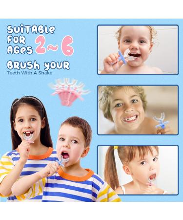 YOGINGO 2 Pack U Shaped Kids Toothbrushes | Food Grade Silicone | 360 Oral Cleaning | Cover Case | Toddler Age 2-6 - Buy Online on GoSupps.com