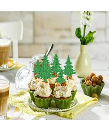 Rsstarxi 24 Pack Glitter Christmas Tree Cupcake Toppers 3 Designs Watercolor Assorted Xmas Green Cupcake Toothpicks for Christmas Winter Holiday Baby Shower Party Cake Decorations Design 20 - Buy Online on GoSupps.com