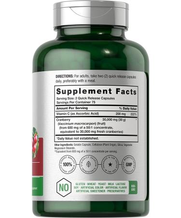 High Potency Cranberry Concentrate with Vitamin C | 30,000mg | 150 Capsules | Non-GMO & Gluten-Free | by Horbaach - Buy Online on GoSupps.com