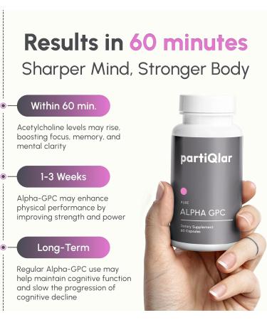 partiQlar Alpha GPC Supplement Bio-Available Pure Form of Choline - Easily Absorbed by The Body - 300mg 60 Capsules - Made in The USA - Buy Online on GoSupps.com