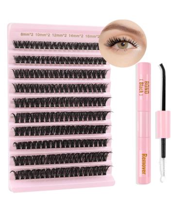 Poiuyoiu single eyelash extension set 8-16mm length with glue and remover for thick artificial eyelash clusters lashes 60d d curl volume reusable application at home 60d-t - Buy Online on GoSupps.com