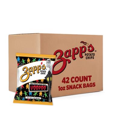 Zapp's New Orleans Kettle-Style Potato Chips, Voodoo Flavor (1 oz Bags, 42 Count) – Crunchy Chips with Salt & Vinegar Tang and Smoky BBQ Sweetness, Gluten Free, Perfect On-The-Go Snack Voodoo 1 oz. Bag (Pack of 42)