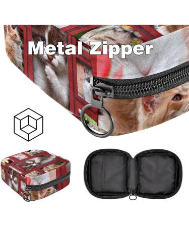 Menstruation Pad Bag with Zipper | Women's Napkin & Tampon Bag | Cute 3D Cat Design | Ideal Travel Accessory for Girls & Women - Buy Online on GoSupps.com
