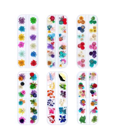 iFancer Dried Flowers for Resin Craft Nail Art Mix Small Mini Dry Flowers (Pack of 6 Boxes, About 260 PCS) 6 Boxes 260pcs