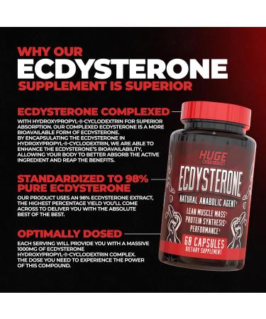 Huge Supplements Ecdysterone - Natural Anabolic for Lean Muscle Strength & Performance | 60 Capsules - Buy Online on GoSupps.com