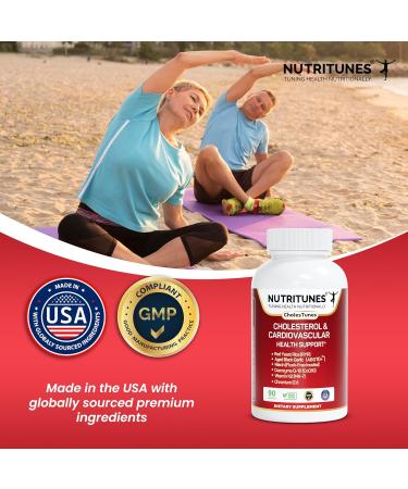 Nutritunes Cholesterol Support Supplement-Red Yeast Rice Aged Black Garlic & CoQ10 Advanced Cardiovascular & Heart Health Support with Niacin Chromium & Vitamin K2 90 CholesTunes Capsules - Buy Online on GoSupps.com
