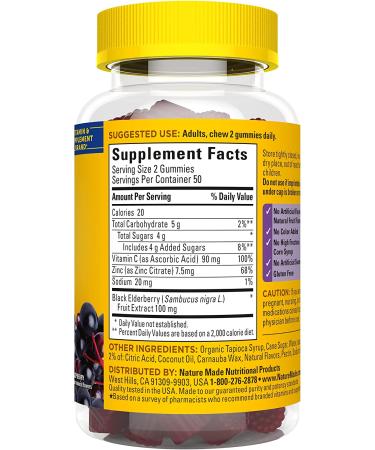 Nature Made Elderberry with Vitamin C and Zinc Gummies - Immune Support Supplement, 100 Count - Buy Online on GoSupps.com