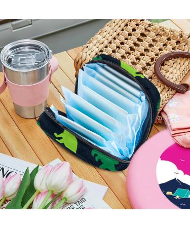 Portable Women's Binding-Up Bags | Menstrual Cup Pocket & Pads | Ideal for Teenage Girls | Dinosaur Green Footprint Design - Buy Online on GoSupps.com