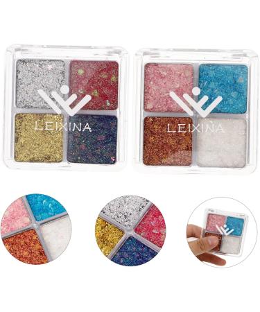 OHPHCALL 2pcs Glitter Eye Makeup Face Glitter Eyeshadow Palette Makeup Eye Shadow Eyeshadow Sparkle Shimmer - Buy Online on GoSupps.com