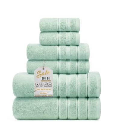 2022 New Luxury Plush Bath Towels Set 6 Piece Towel Set for Bathroom & Kitchen, 2 Bath Towels, 2 Hand Towels & 2 Washcloths Worth $79.95 Light Green Seaglass Green