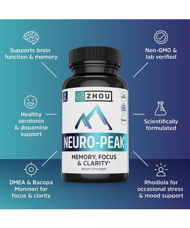 Zhou Nutrition Neuro-Peak â€“ Premium Brain Support Formula | 30 Capsules - Buy Online on GoSupps.com