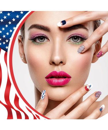 384 Piece Short Independence Day Patriotic Press On Nails - 16 Pack American Flag Square False Nails for Women and Girls - Buy Online on GoSupps.com