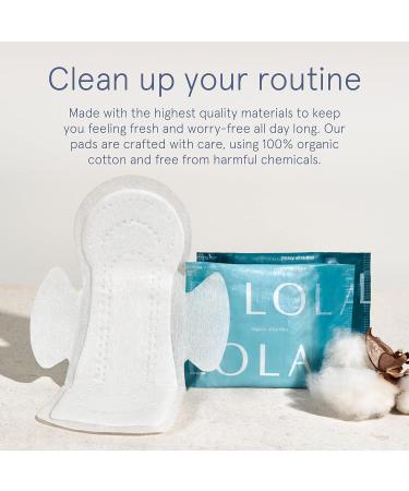LOLA Organic Cotton Pads - 60 Count Ultra Thin Pads with Wings | HSA/FSA Approved Feminine Care | Heavy & Regular Flow | Pack of 1 - Buy Online on GoSupps.com