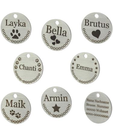 Dog brand with engraving 23mm |Gravable on both sides |Many motifs paw heart star paws stars |Animal brand for dogs cats puppies