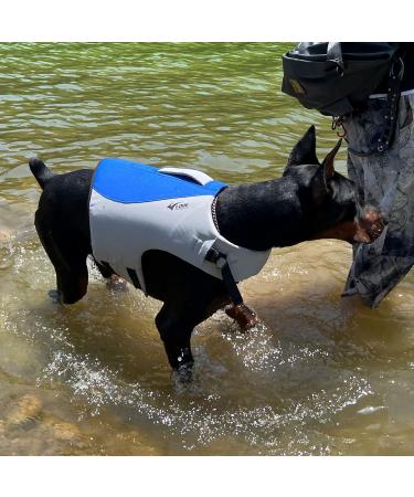 Dog Life Jacket Sport Style Dog Float Coat with Excellent Buoyancy Stylish Dog Swimming Safety Vest with Rescue Handle for Small Medium Large Dogs Blue S S (Bust 17"-22") Blue - Buy Online on GoSupps.com