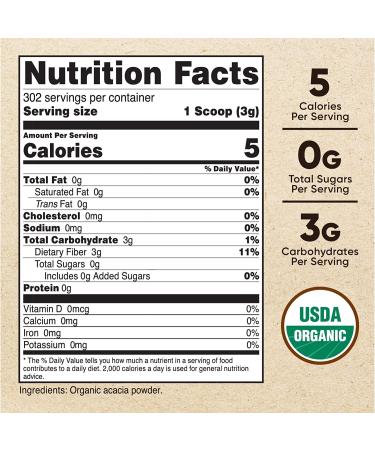 Nutricost Organic Acacia Fiber Powder (2 LB) - USDA Certified Non-GMO & Gluten Free - Buy Online on GoSupps.com