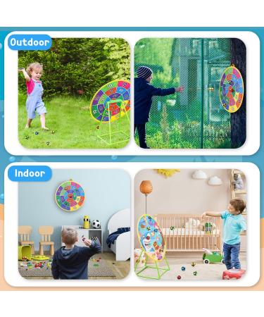 Dioju Dart Board for Kids - Double Sided Dartboard with 12 Sticky Balls | Indoor Outdoor Sport Toys for Boys & Girls | Target Action Game for Ages 3-12 | Perfect Birthday Party Gift - Buy Online on GoSupps.com
