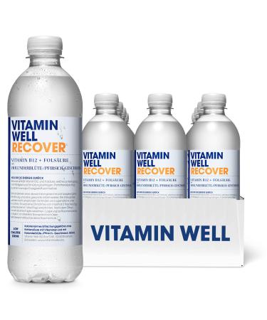 Vitamin well vitamin water with taste - vitamin B12 folic acid magnesium - functional and low -calorie drink enriched with functional ingredients - 12 x 500ml including deposit (recover)