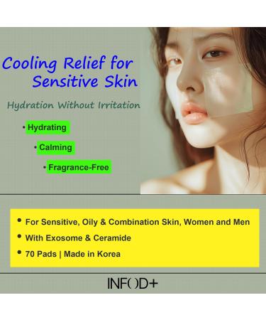 INFODPLUS HydroVita Cooling Gel Toner Pads 70 Count Korean Hydrating & Calming Facial Pads for Men & Women with Exosome & Ceramide Oil Control Gentle Pore Care Fragrance-Free for Sensitive Skin - Buy Online on GoSupps.com