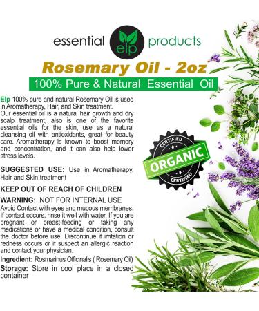 ELP Pure Rosemary Essential Oil - 100% Natural Therapeutic Grade - 2 fl oz | International Shipping Available - Buy Online on GoSupps.com
