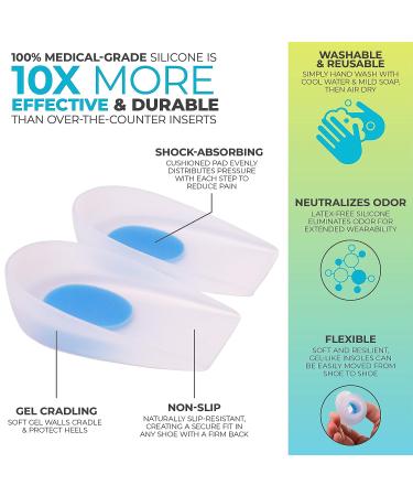 BraceAbility Heel Spur Cups - Silicone Plantar Fasciitis Insole Cushion Pads for Foot Pain Relief (Large, 1 Pair) - Buy Online on GoSupps.com