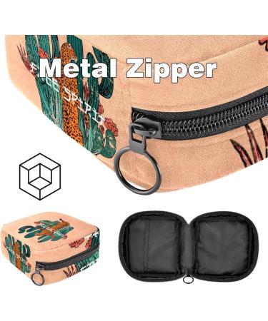 Portable Women's Binding-Up Bags | Menstrual Cup Pocket & Pads for Teens | Cactus & Leopard Pattern | Stylish & Functional - Buy Online on GoSupps.com