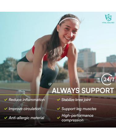 Vital Salveo Compression Knee Support Sleeve - Best Recovery Brace for Men & Women | Germanium Knee Support for Running Basketball Gym & Sports (X-Large - Buy Online on GoSupps.com
