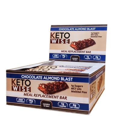 Keto Wise Meal Replacement Bar - Chocolate Almond Blast - Box of 12