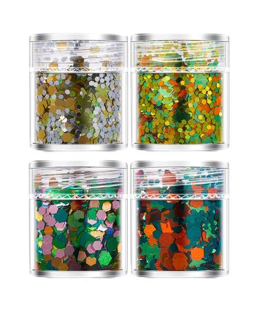 4 Bottles Special Shaped Nail Decorations 3D Nail Unique Accessories For Creative Nail Enthusiasts Nail Decorations For Festivals Rich Green Orange