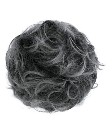 CAISHA by PRETTYSHOP Large Hairpiece Scrunchy Instant Updo Curly Messy Bun Ash Gray Mix G26E ash gray mix #1T171 G26E
