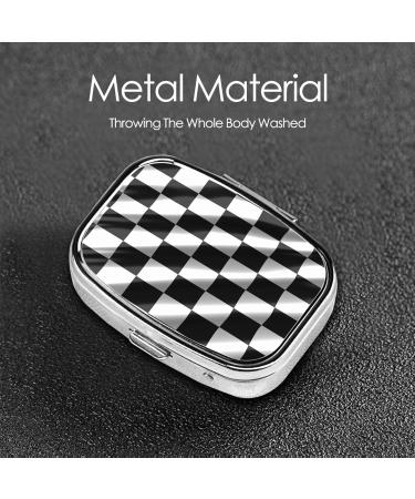 Black White Checkered Flag Pill Case Travel-Friendly 2 Compartment Organizer for Pills Cute Small Pill Box for Purses & Gifts - Buy Online on GoSupps.com