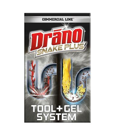 Drano Gel Drain Clog Remover and Cleaner 16oz and Snake Plus Tool 16 inches, Unclogs tough blockages, Commercial Line 15.99 Fl Oz (Pack of 1)