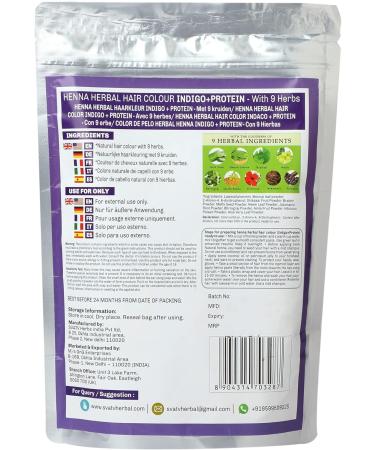 SVATV Henna Colour with Indigo & Hair Protein - Natural Hair Dye with 9 Herbs | 227g Henna Mehndi for Soft & Shiny Hair | Men & Women's Hair Colour - Buy Online on GoSupps.com