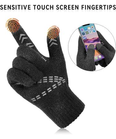 Cierto Winter Gloves - Unisex Cold Weather Stretchy Knit Thermal Touch Screen Gloves | Windproof Smart Phone Touchscreen Warm Gloves for Driving Running Cycling Hiking - Black - Buy Online on GoSupps.com