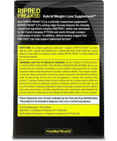 Pharmafreak Ripped Freak 2.0 - Hybrid Weight Loss Supplement - 60ct - Made in the USA - Buy Online on GoSupps.com