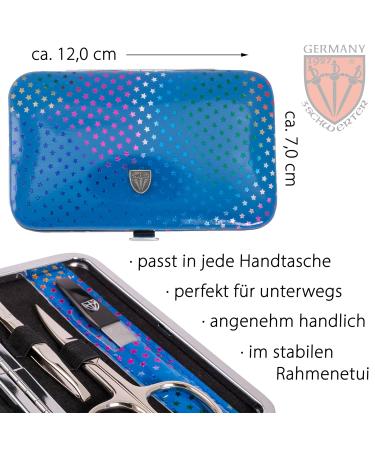 Three Swords Germany 6-Piece Manicure Set 'Genova' - Blue Stars Faux Leather Nail Case | Includes Scissors Clippers Glass & Sapphire Files - Buy Online on GoSupps.com