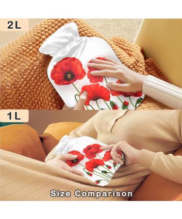 NAANLE 2L Hot Water Bottle with Floral Cover - Large Transparent Heat Therapy for Menstrual Cramps & Pain Relief - Buy Online on GoSupps.com