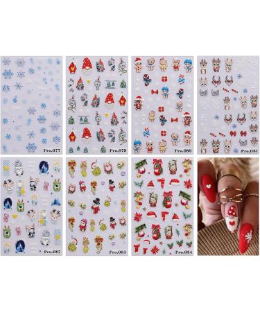 Christmas Nail Stickers 7 Sheets Self-Adhesive Nail Decal Santa Claus Gnome Tree Nail Art Decoration Design Supplies - Buy Online on GoSupps.com