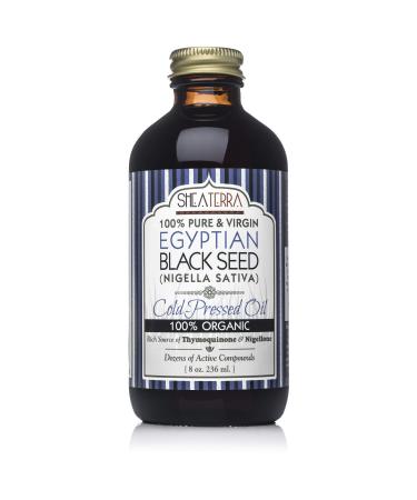 Shea Terra Egyptian Black Seed Cold Pressed Extra Virgin Oil | All Natural & Organic Oil to Boost Immune System  Improve Hair Growth & Skin Tone  Manage Chronic Dry Skin  Eczema & More - 8 oz Egyptian Black Seed 8 Ounce ...