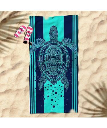 Hexagram Sea Turtle Beach Towel - Tropical Blue Microfiber Bath Towel for Adults - Sand Free, Quick Dry, Large Pool Towel - Oversized 31x63 inch Towel for Yoga - Buy Online on GoSupps.com